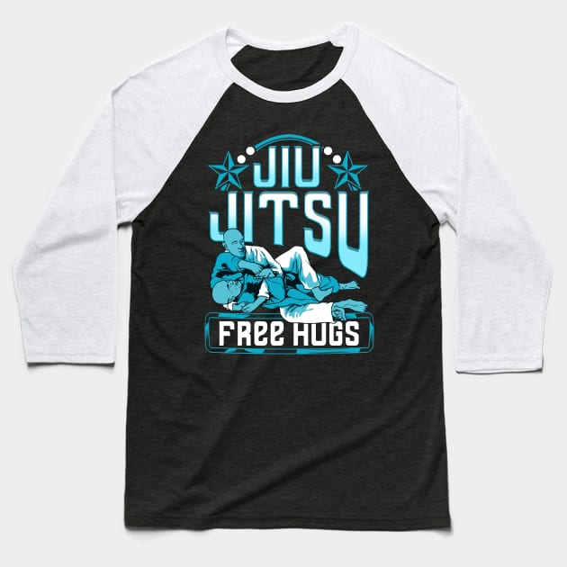 Funny Jiu Jitsu Free Hugs Pun BJJ Martial Arts Baseball T-Shirt by theperfectpresents